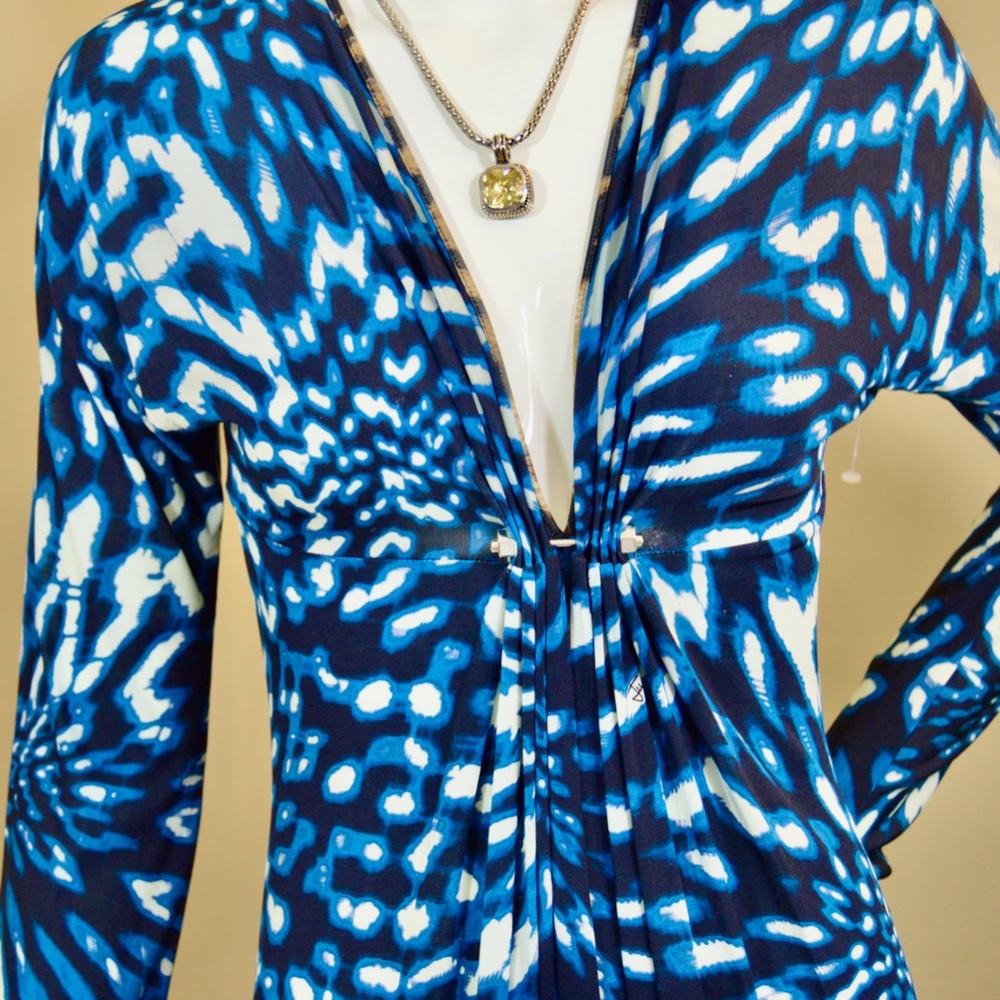 Roberto Cavalli Just Cavalli Blue Psychedelic Print Dress EU 40 Bodycon 🇮🇹 - Picture 7 of 13